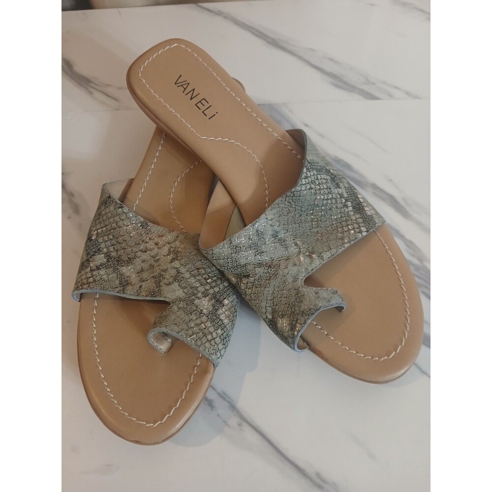 VANELi Tallis Opal Rockfeller Embossed Leather Sandals Metallic  Snake Size 9M